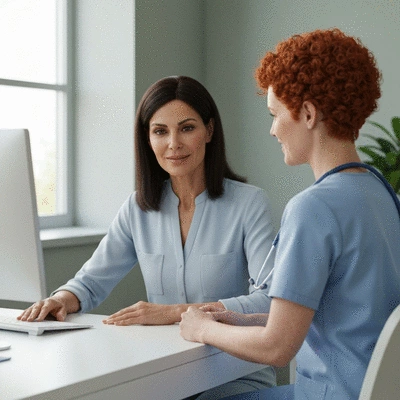Woman consulting with a healthcare provider about supplements