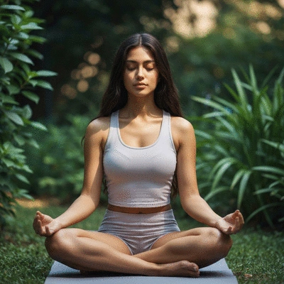 Person meditating peacefully in a calm, natural setting, symbolizing mindfulness in a holistic lifestyle