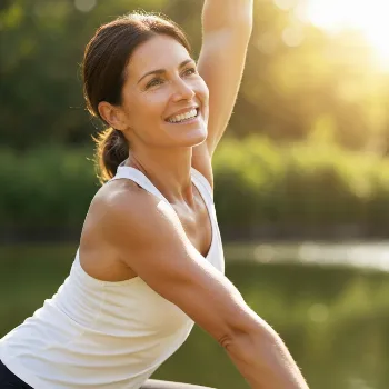 A person joyfully embracing a healthy lifestyle, symbolizing body renewal and vitality